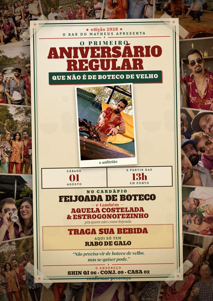 Pôster do aniversário: colagem retrô com o anfitrião cortando costela